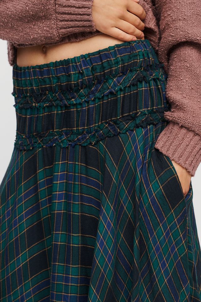 By Anthropologie Plaid Circle Midi Skirt #4