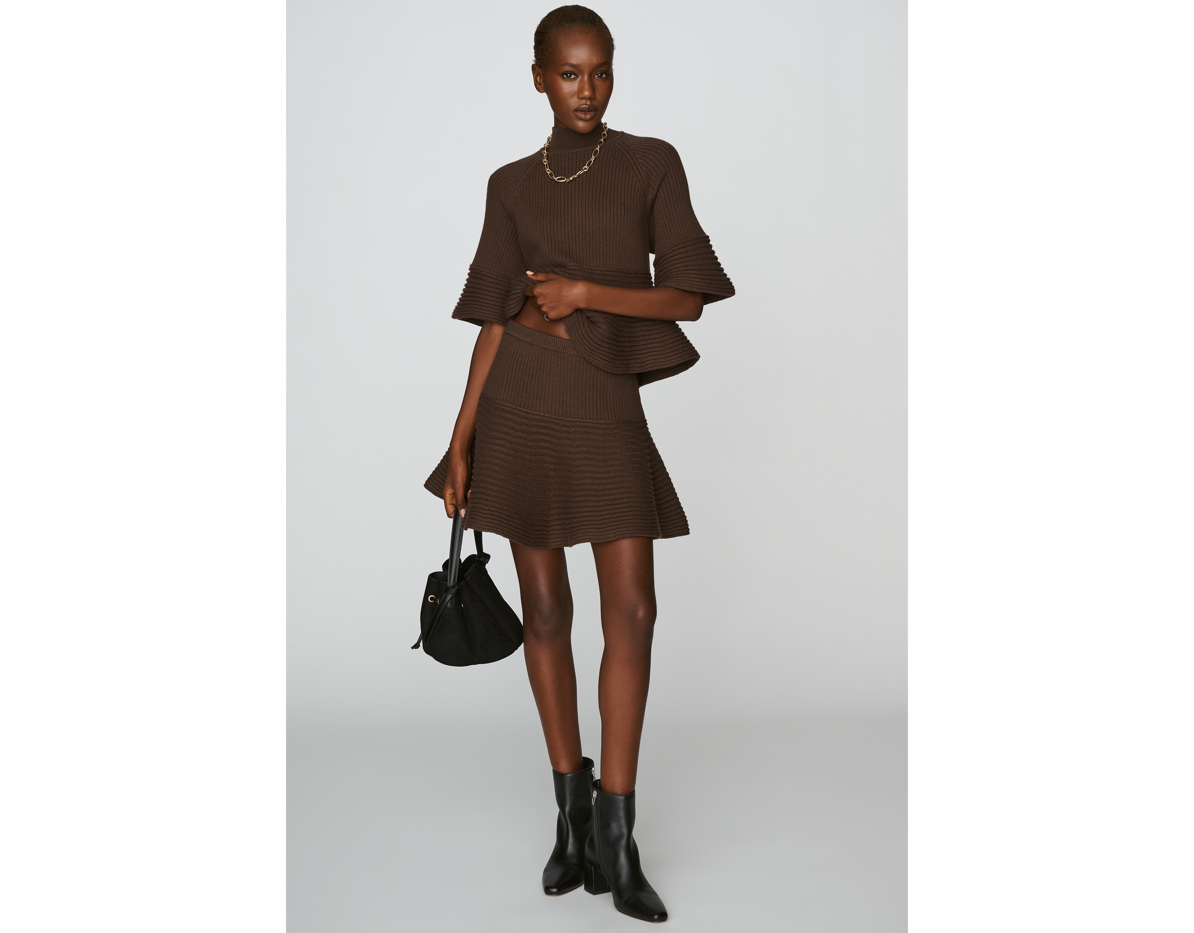 Maeve Merino Wool Blend Knit Mini Skirt