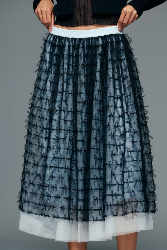 By Anthropologie Tulle Bow Midi Skirt #1