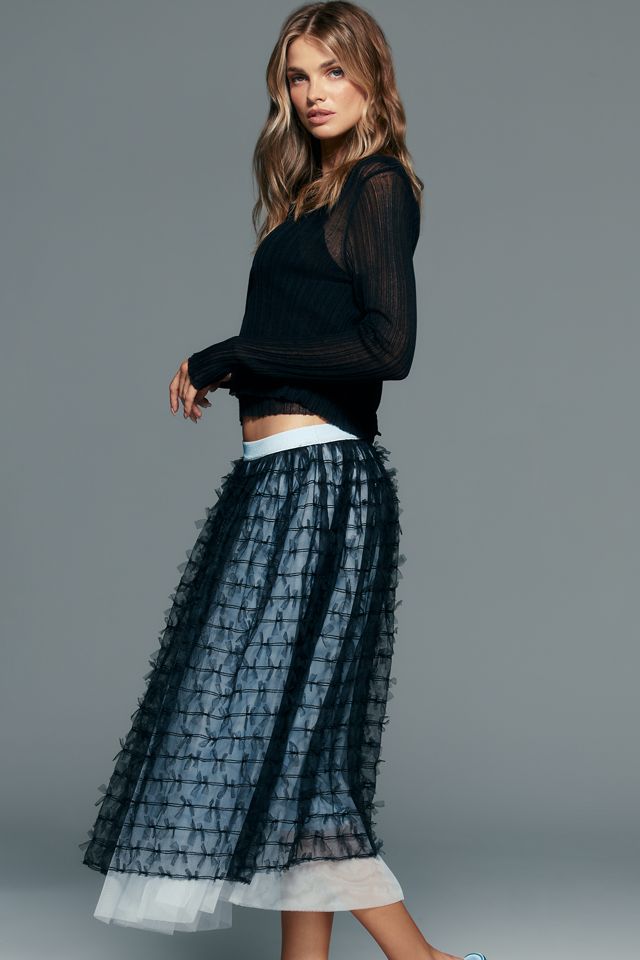By Anthropologie Tulle Bow Midi Skirt #2