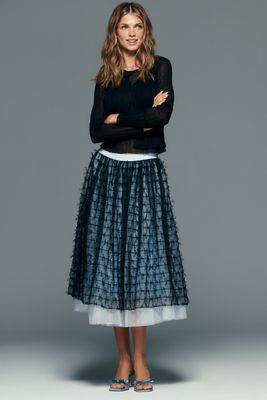By Anthropologie Tulle Bow Midi Skirt