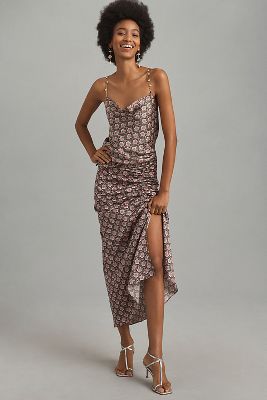 Bishop + Young Satin Ruched Maxi Skirt | Anthropologie