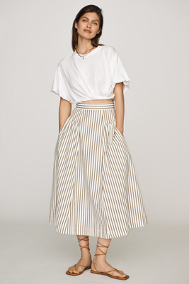 Bishop + Young Sorrento Cotton Midi Skirt In Green