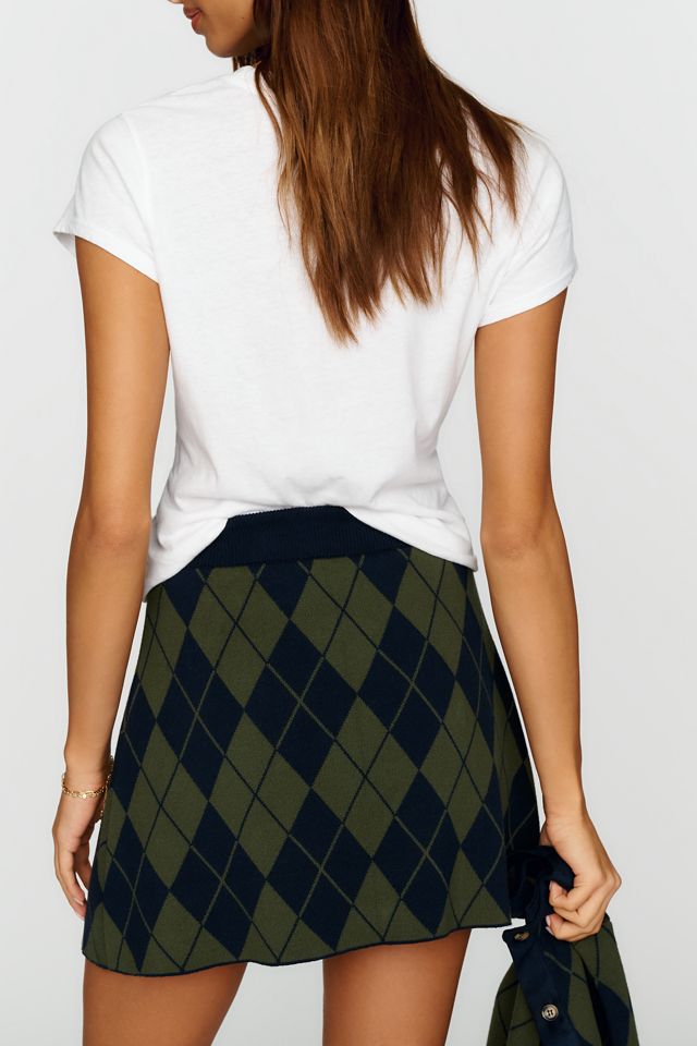 By Anthropologie 100% Cotton Argyle Mini Skirt #3