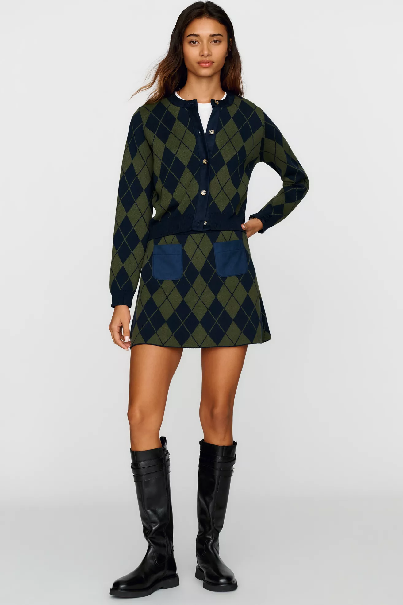 Maeve 100% Cotton Argyle Mini Skirt