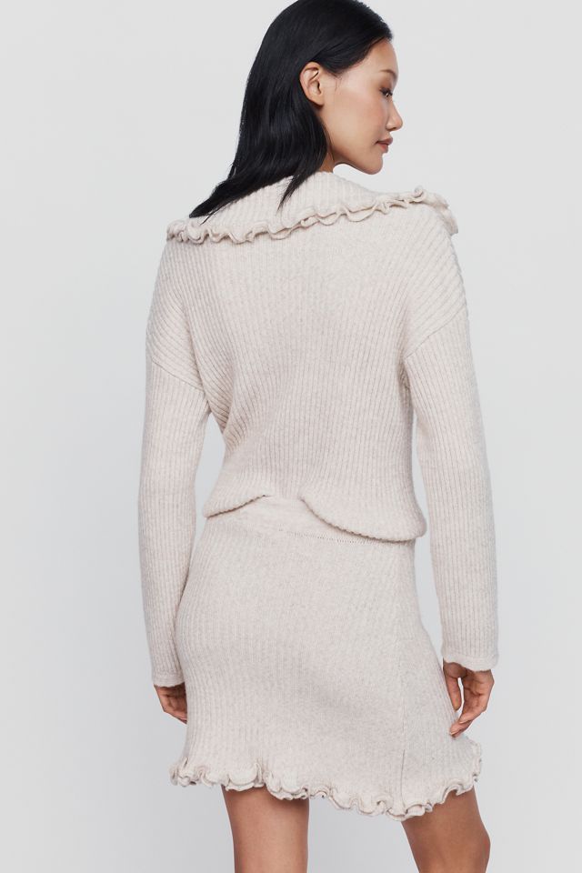Maeve Cotton Wool Ribbed & Ruffled Knit Mini Skirt  #2