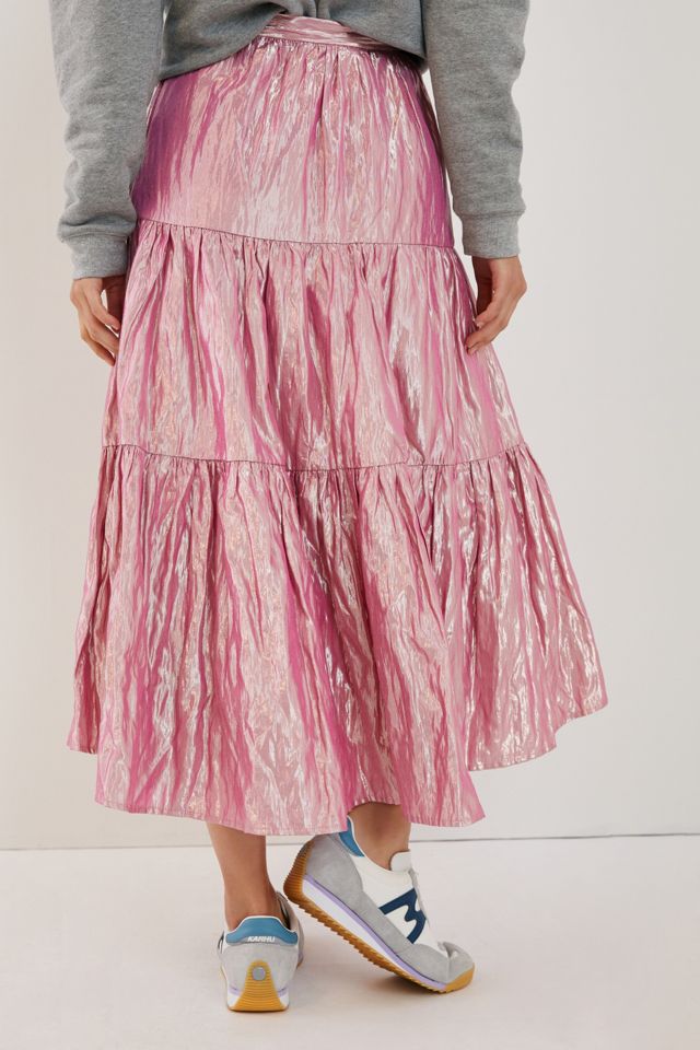 Maeve Alicia Crinkled Metallic Maxi Skirt #1