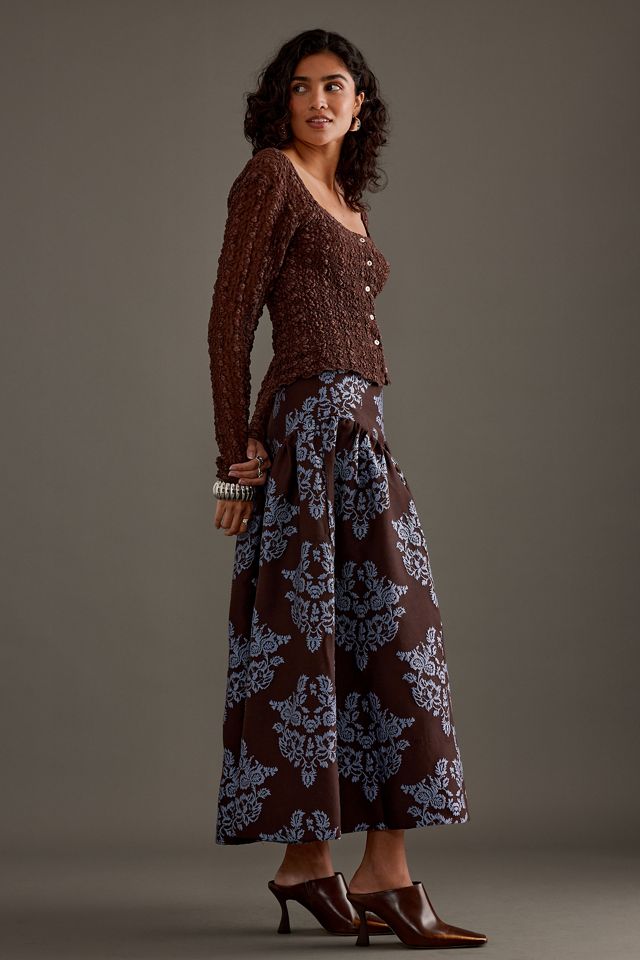 By Anthropologie Brocade Midi Skirt #5