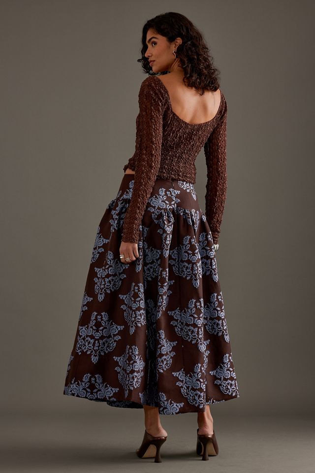 By Anthropologie Brocade Midi Skirt #8