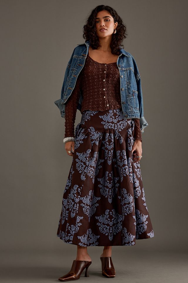 By Anthropologie Brocade Midi Skirt #4