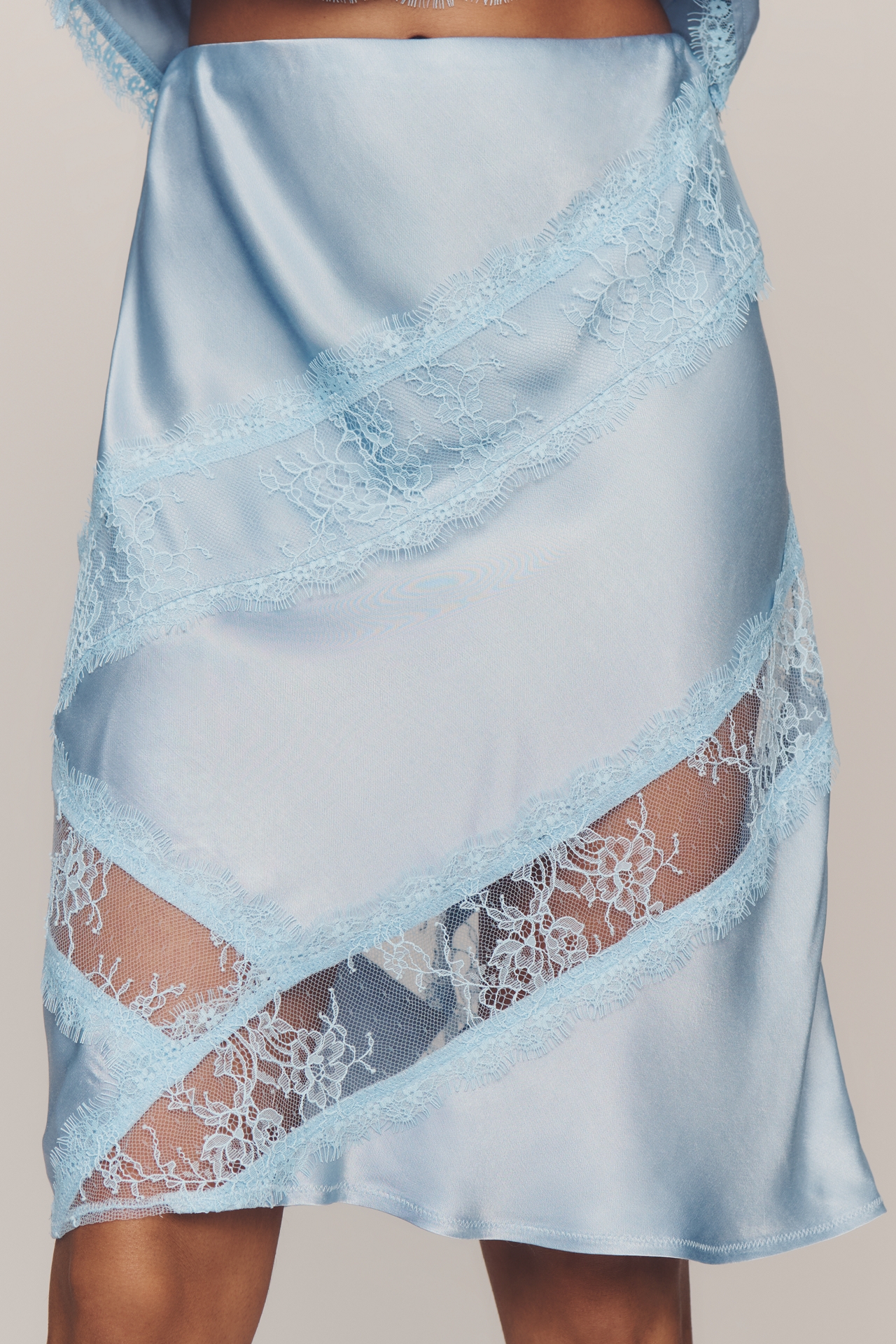 By Anthropologie Lace Panel Slip Skirt
