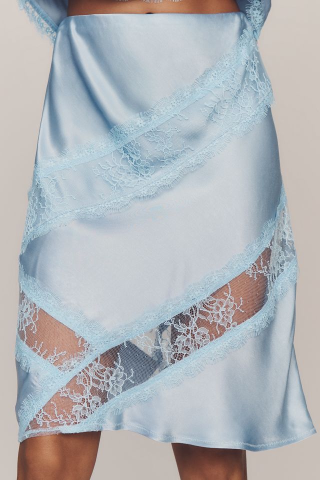 By Anthropologie Lace Panel Slip Skirt #1