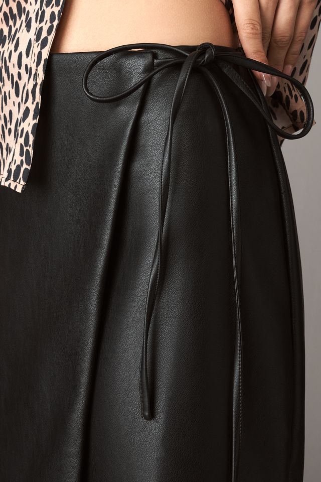 Maeve Faux-Leather Wrap Midi Skirt #3