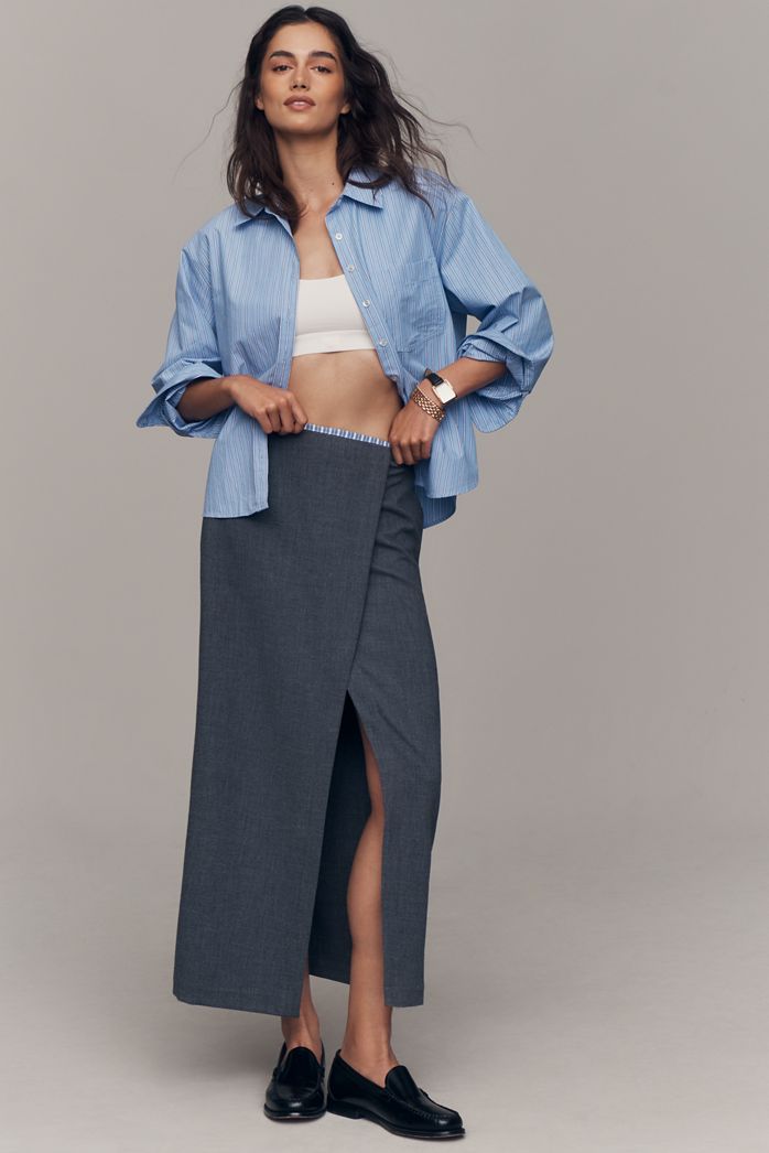 Maeve Wrap Pencil Midi Skirt