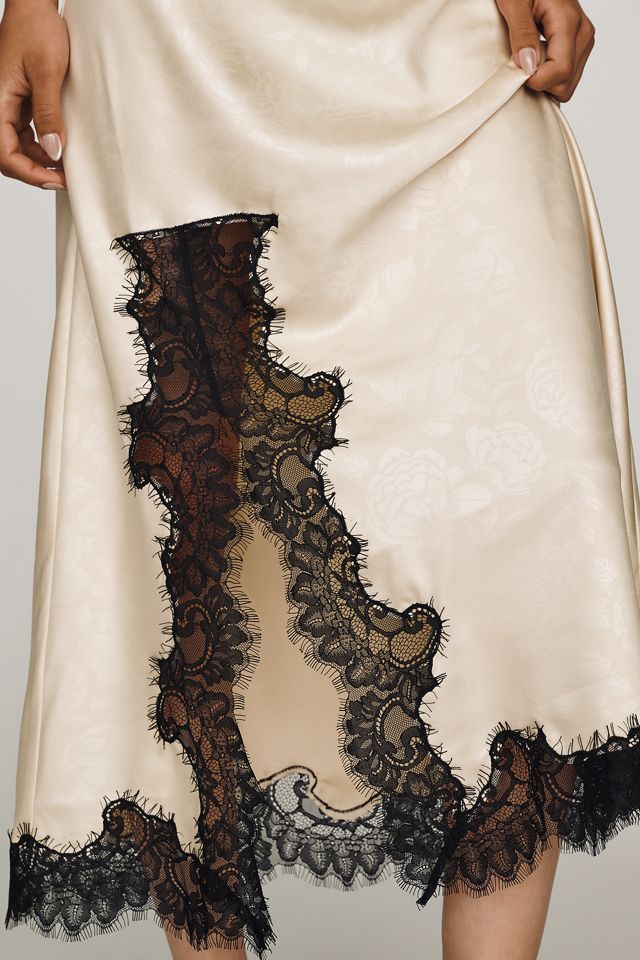 By Anthropologie Satin Lace Skirt | Anthropologie