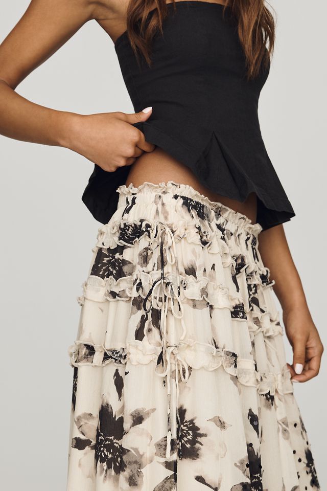 By Anthropologie Printed Tiered Maxi Skirt  #1
