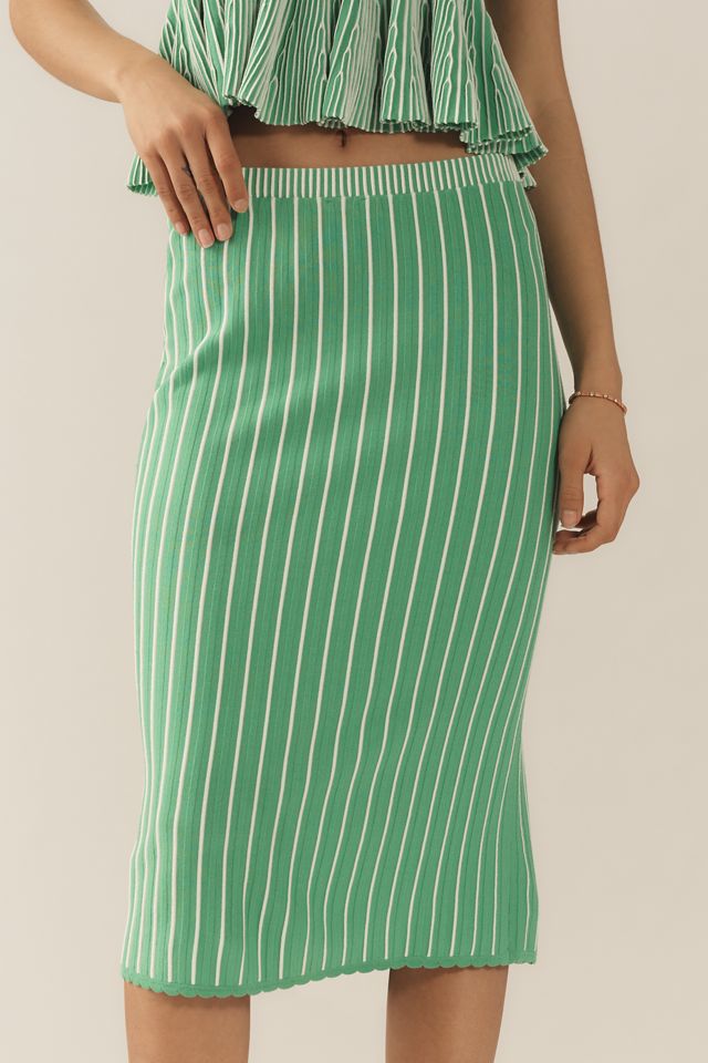 Maeve Stripe Knit Slim Knee-Length Skirt