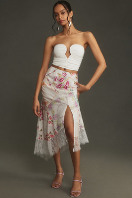 Jupe midi biaisée avec garniture en dentelle héritage par Anthropologie par en taille: 2 X - By Anthropologie - Modalova