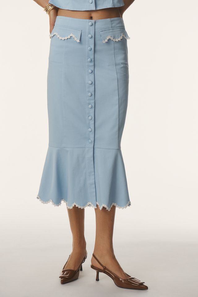 Maeve Fit & Flare Scallop Midi Skirt #2