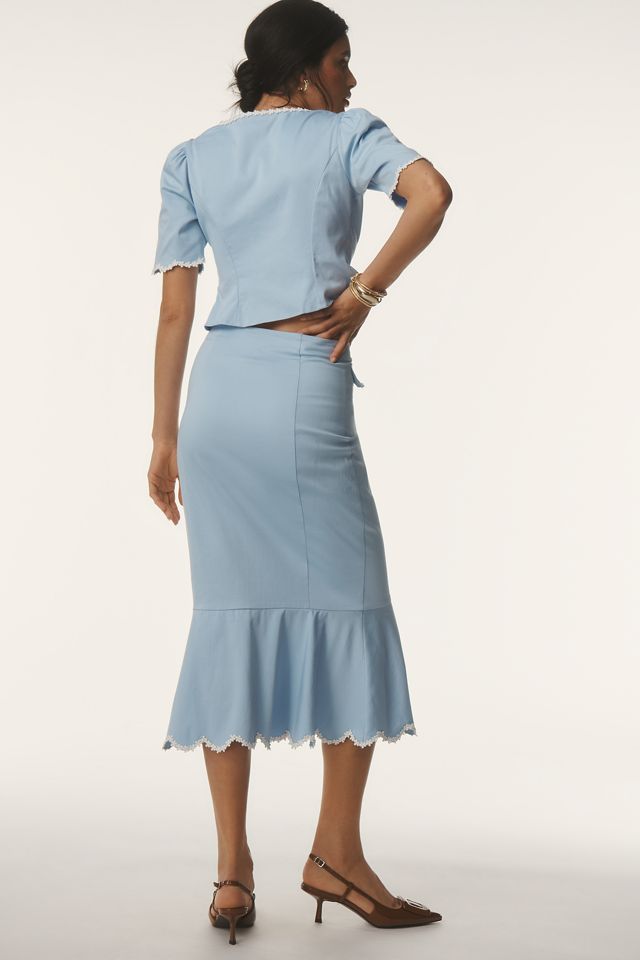 Maeve Fit & Flare Scallop Midi Skirt #1