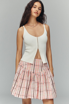 Maeve Basque-Waist Flirty Mini Skirt