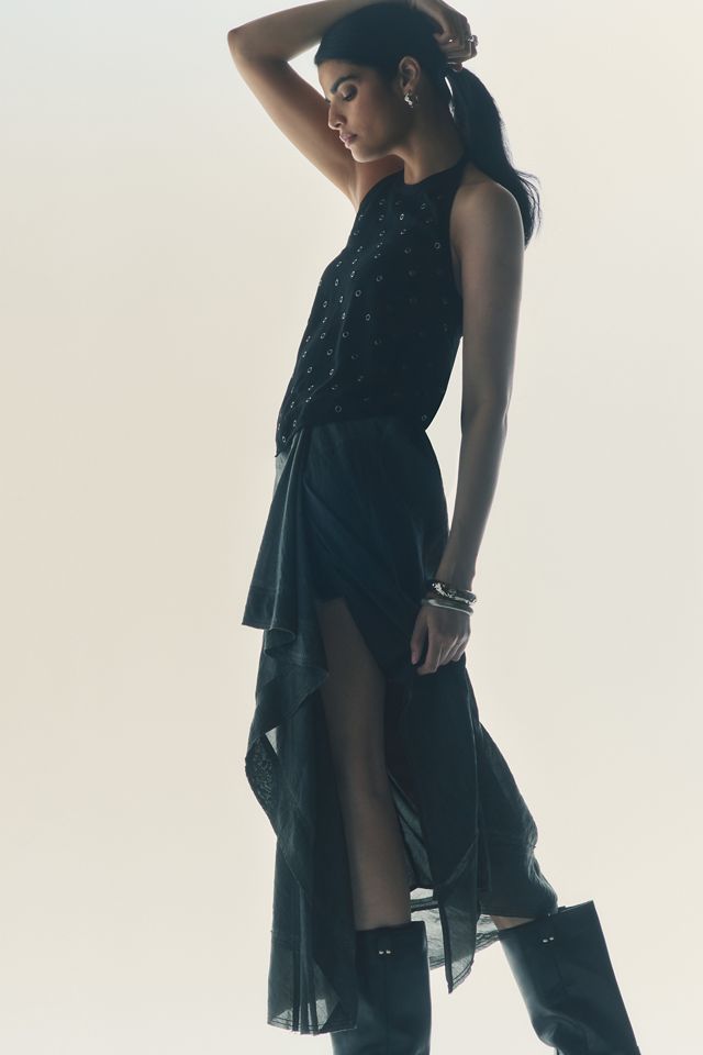 Pilcro Front-Ruffle Maxi Skirt #1