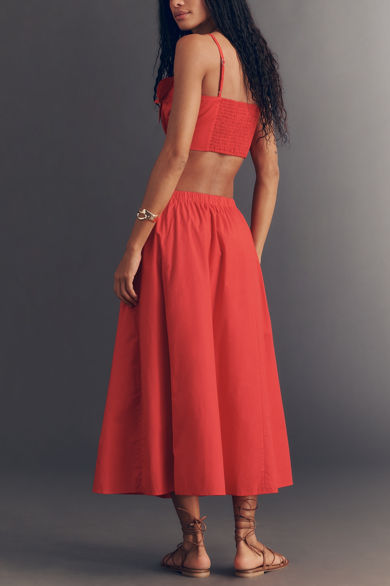 Maeve 100% Cotton Floral Appliqué Midi Skirt