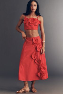 Maeve 100% Cotton Floral Appliqué Crop Top | Anthropologie