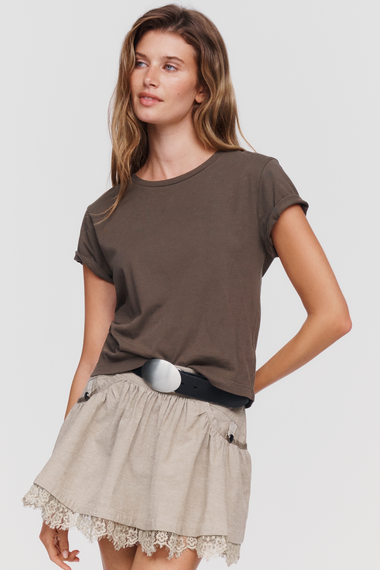 By Anthropologie Lace-Trim Mini Skort