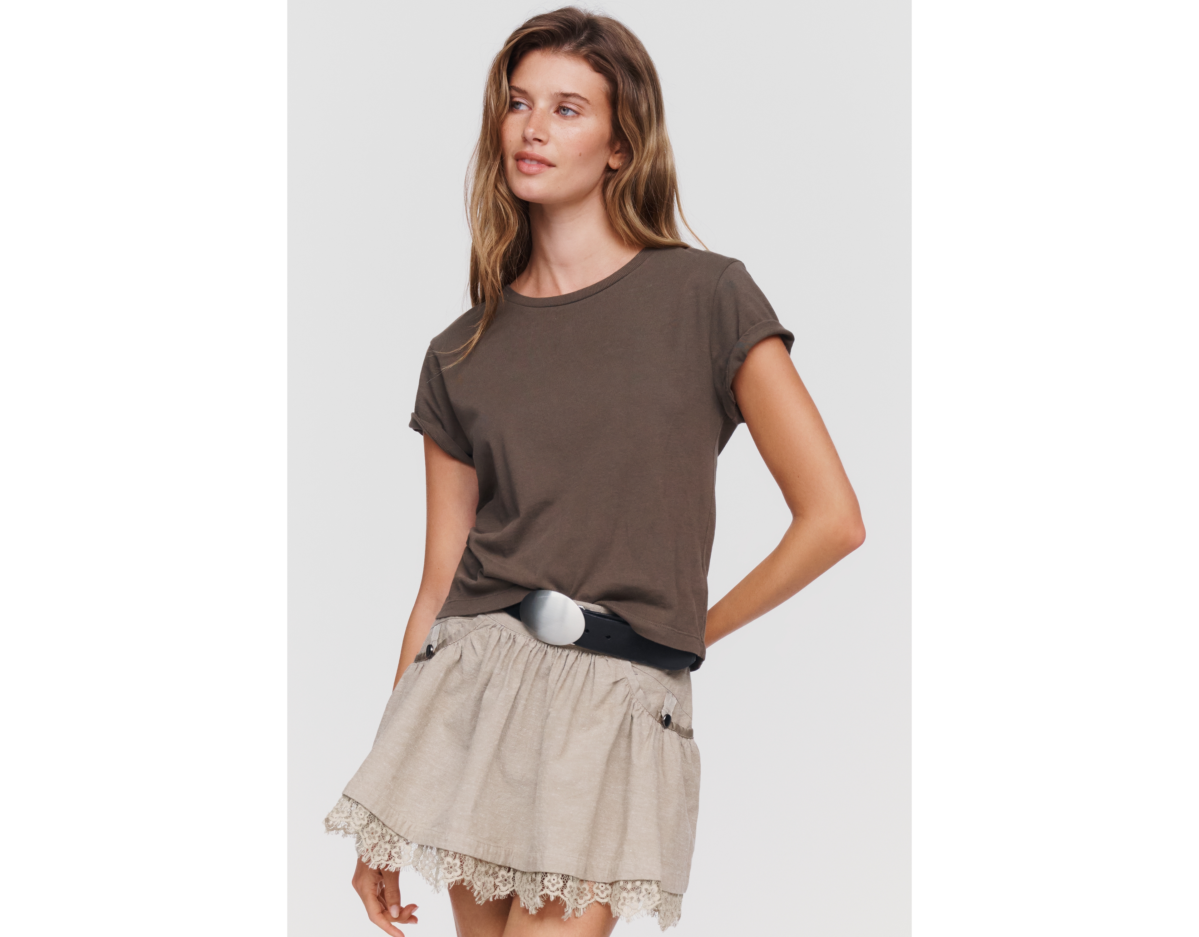 By Anthropologie Lace-Trim Mini Skort