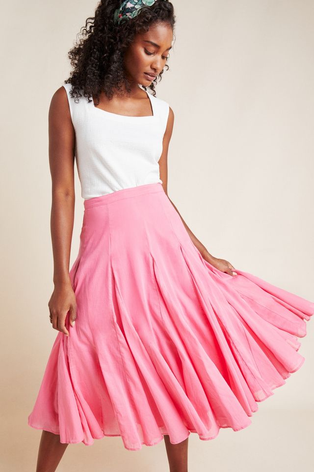 Anthropologie pink hotsell midi skirt