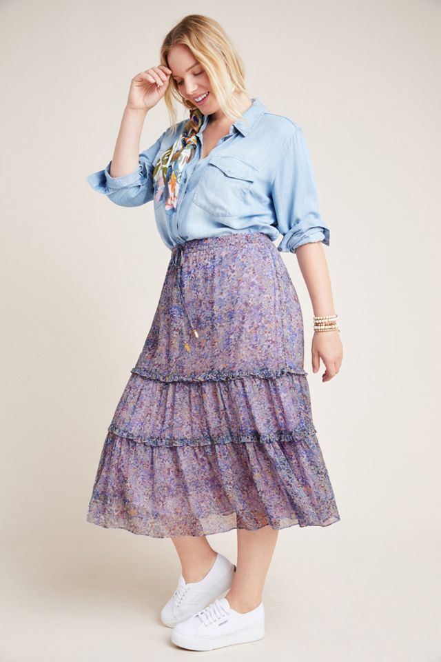 Maeve Seurat Tiered Midi Skirt #6