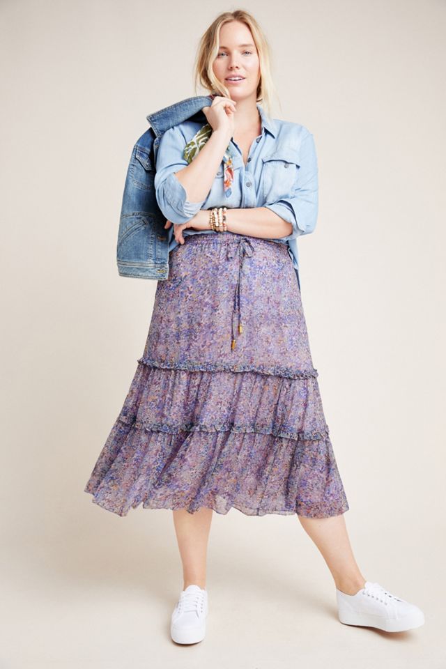 Maeve Seurat Tiered Midi Skirt #9
