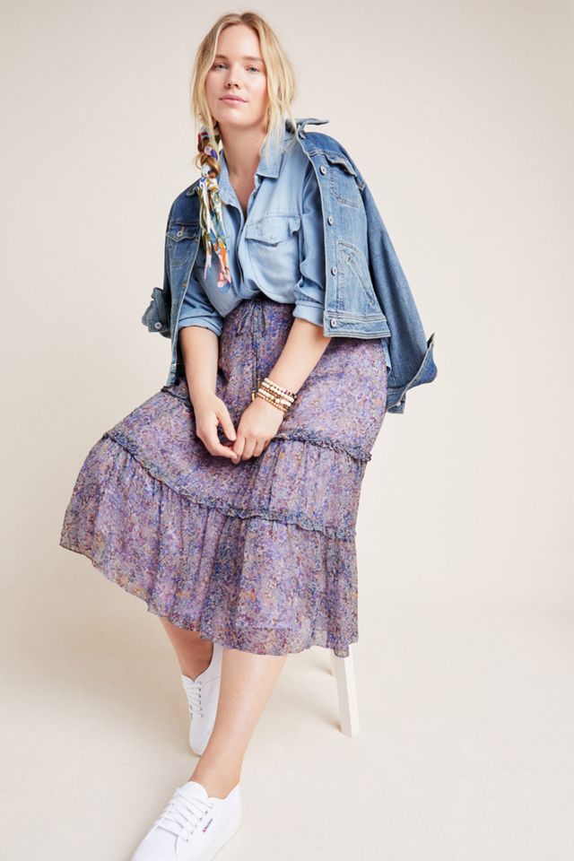 Maeve Seurat Tiered Midi Skirt #4