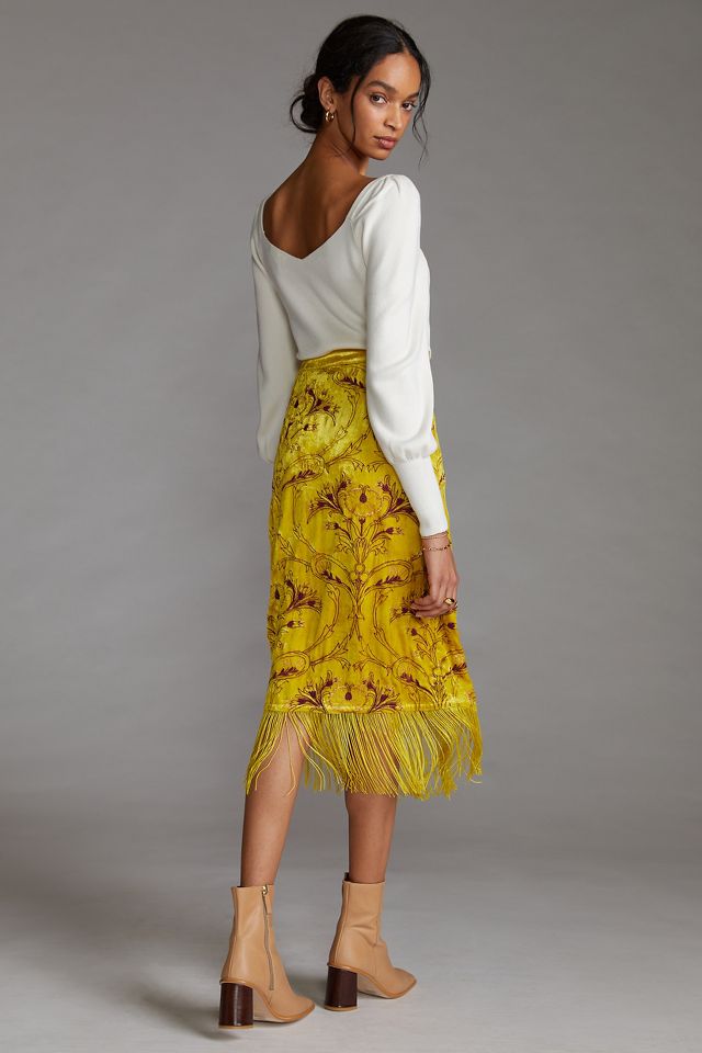 H&m fringe skirt on sale yellow