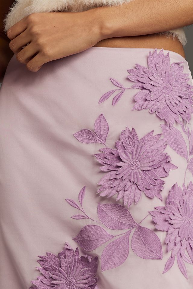 Maeve 3D Bloom Column Midi Skirt | Anthropologie