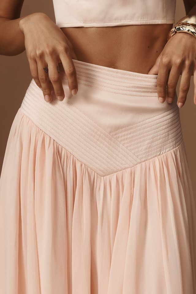 By Anthropologie Satin Trapunto Midi Skirt #4
