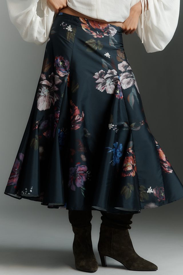 By Anthropologie Taffeta Godet Midi Skirt #1