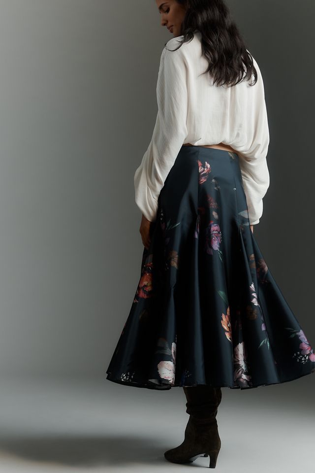 By Anthropologie Taffeta Godet Midi Skirt #2