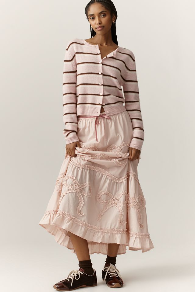 By Anthropologie Deco Heart Mesh Drawstring Maxi Skirt | Anthropologie