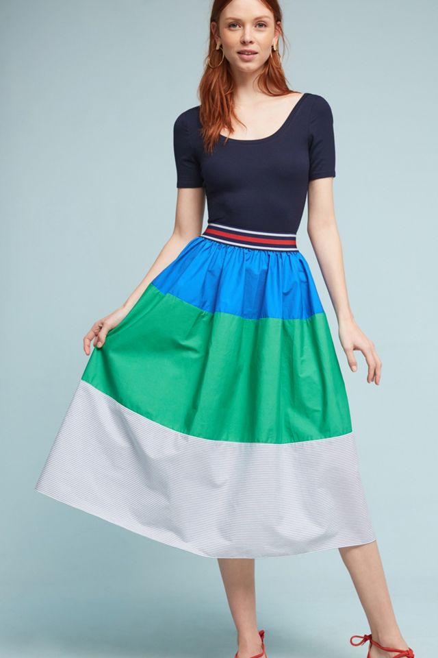 Colorblocked Poplin Skirt #2