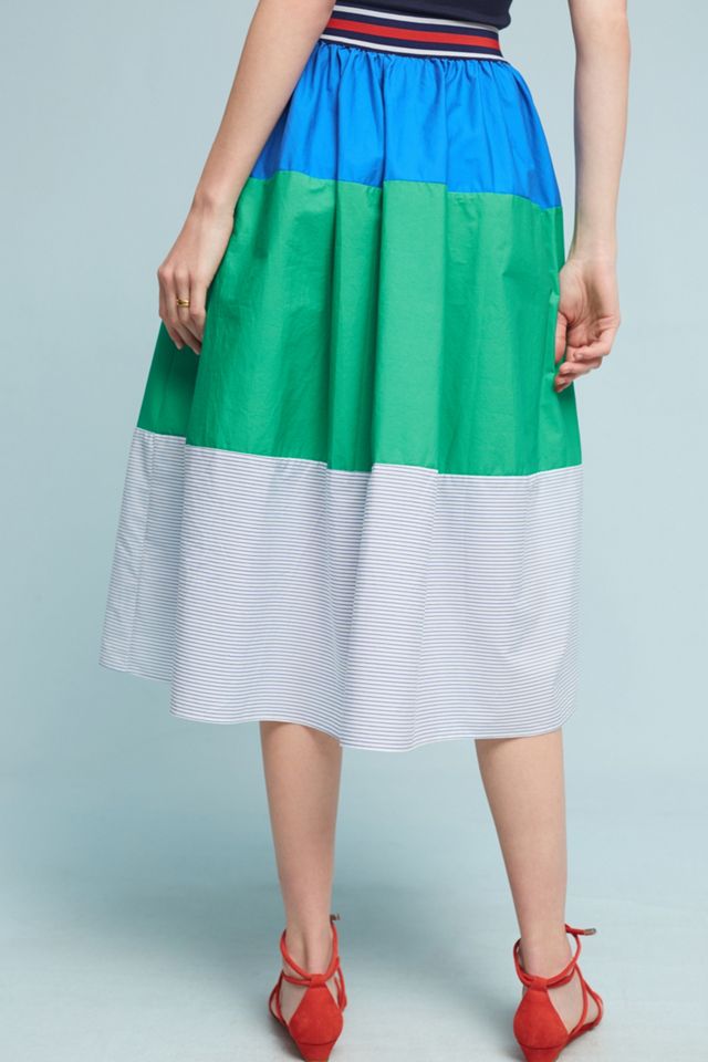 Colorblocked Poplin Skirt #3