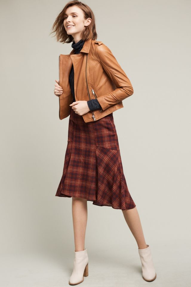 Plaid Wool Midi Skirt #1
