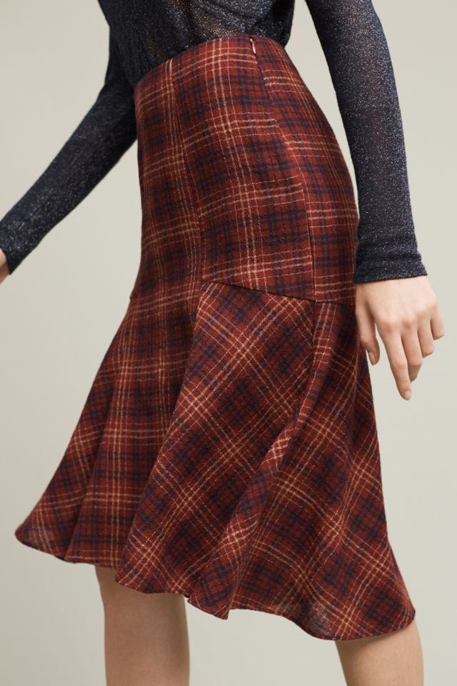 Plaid Wool Midi Skirt #2