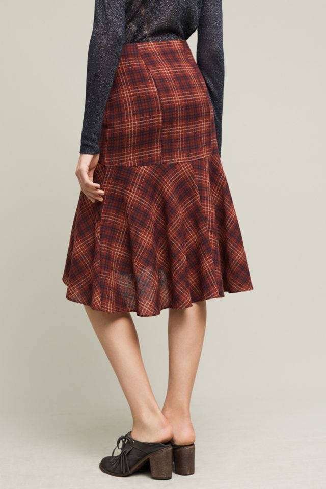 Plaid Wool Midi Skirt #3