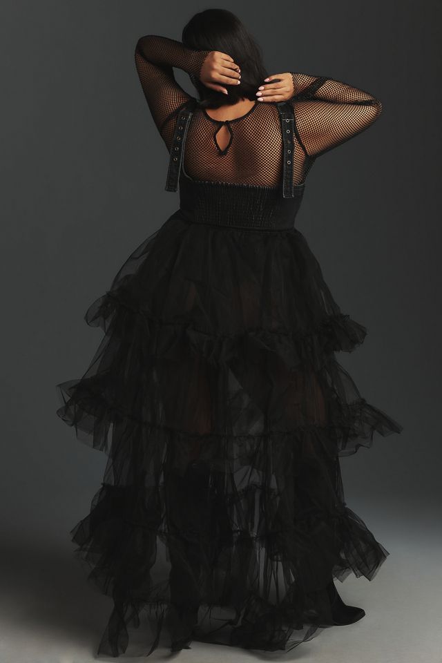 Pilcro Ruffled Tulle Maxi Dress #6