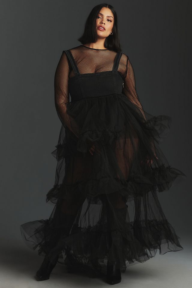 Pilcro Ruffled Tulle Maxi Dress #4