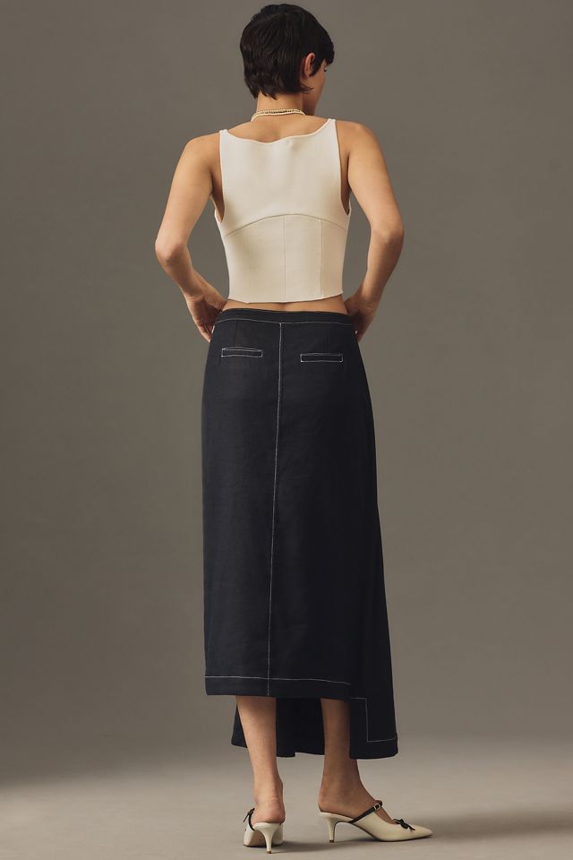 Maeve Edie Asymmetrical Stitched Midi Skirt #3