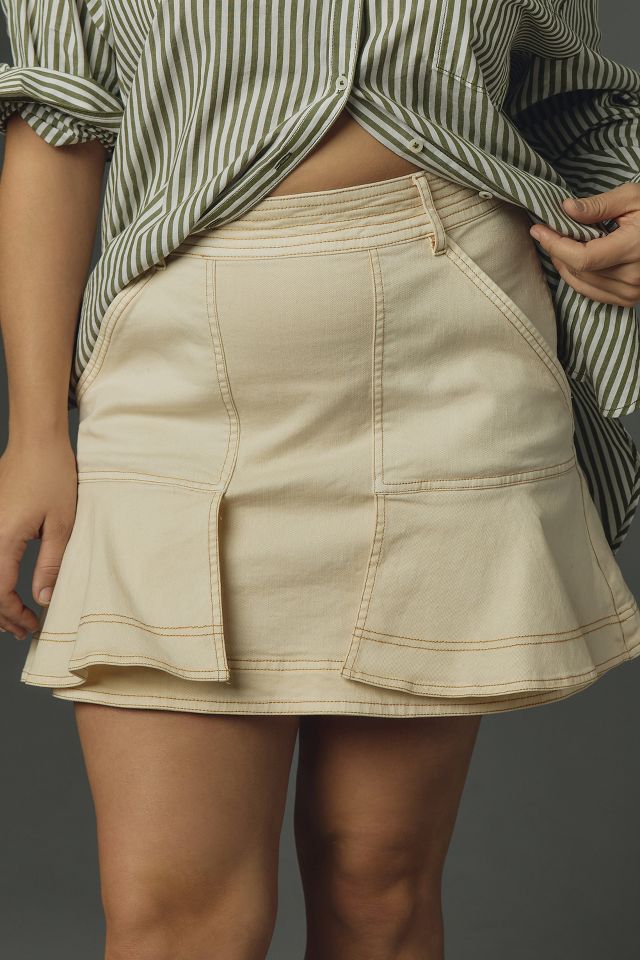 Anthropologie Womens Eula Mini Skirt Pintuck Pleated Flare Chocolate Size  XS