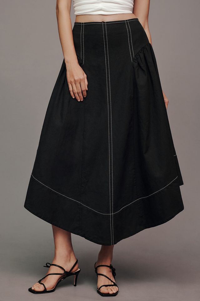 By Anthropologie Linen Curved-Hem Midi Skirt #1